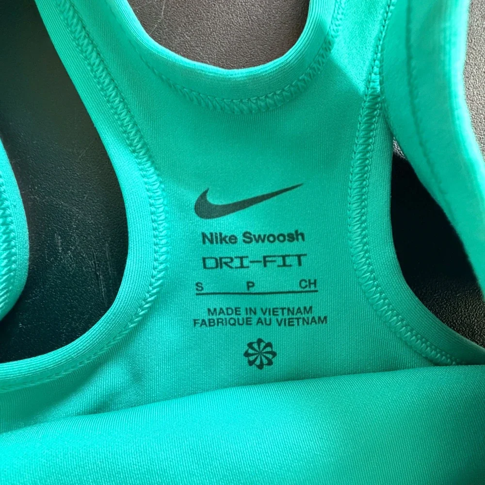 Nike Swoosh Dri Fit Sports Bra Kids Small Teal Stretch Twee Teen